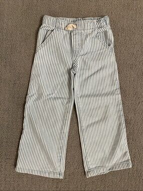 🩷 Cat & Jack 4T Striped Blue & White Kids Pull-On Pants Elastic Waist Drawstring